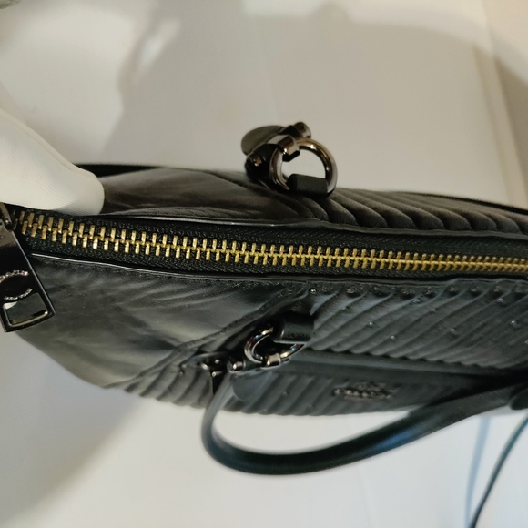 COACH Black Quilted Leather Studded Prairie Satchel - Picture 9 of 14